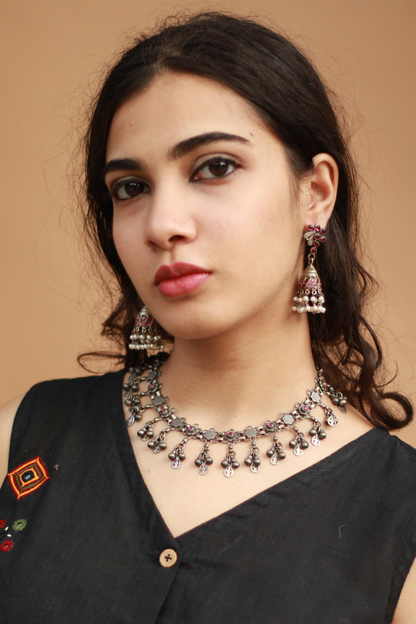 Silver Earrings | Jhumki With Rubies