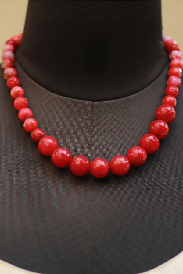 Necklace | Agate Beads | Red