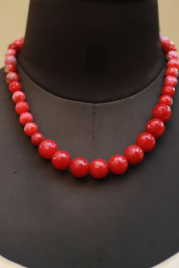 Necklace | Agate Beads | Red