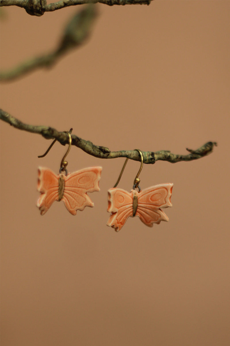 Sadhvi | Ceramic Butterfly Earrings | Orange