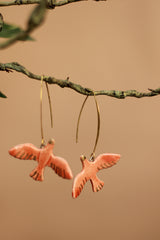 Sadhvi |Ceramic Bird Earrings | Orange