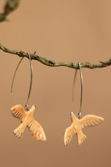 Sadhvi |Ceramic Bird Earrings |Pale Orange