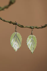 Sadhvi | Ceramic Leaf Earrings  | Sea Green