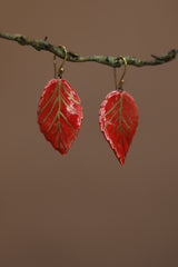 Sadhvi | Ceramic Leaf Earrings  | Red