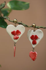 Sadhvi | Ceramic Double Heart Earrings  | Red