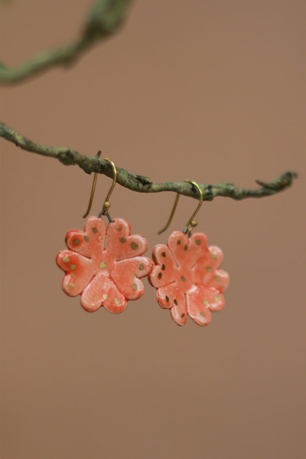 Sadhvi | Ceramic Flower Earrings | Orange