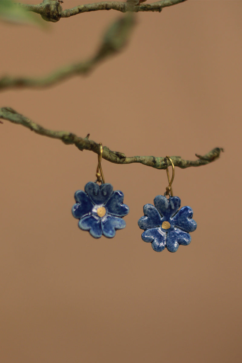 Sadhvi | Ceramic Flower Earrings | Blue