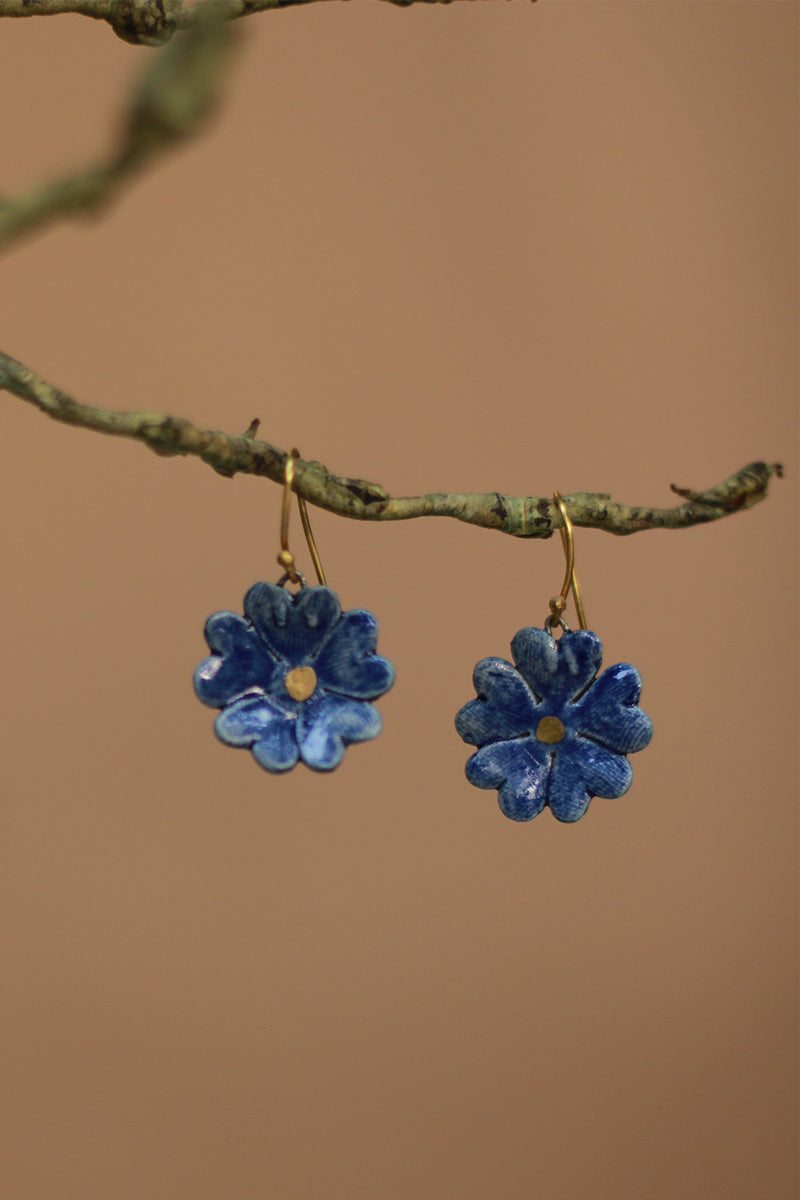 Sadhvi | Ceramic Flower Earrings | Blue