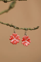 Sadhvi | Ceramic Flower Earrings | Red