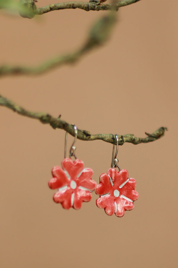 Sadhvi | Ceramic Flower Earrings | Red