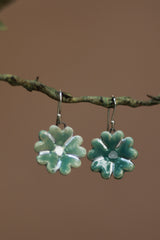 Sadhvi | Ceramic Flower Earrings | Sea Green lined