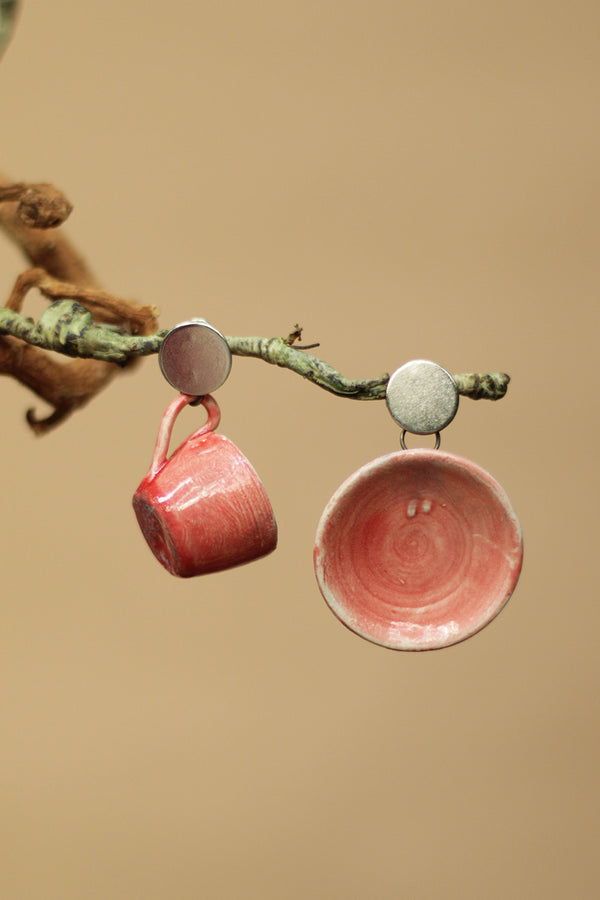 Sadhvi | Ceramic Earrings | Coral Red