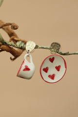 Sadhvi | Ceramic Earrings | Red Hearts