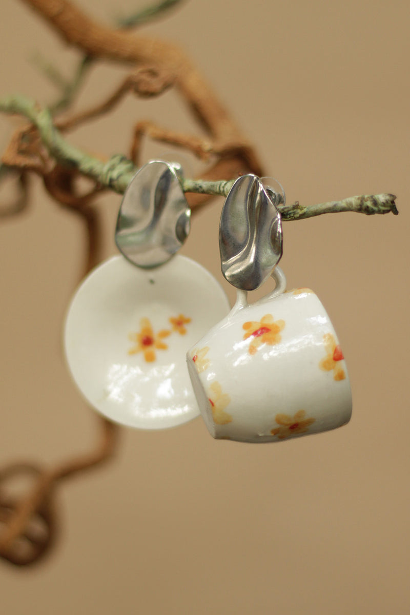 Sadhvi | Ceramic Earrings | Yellow Flower