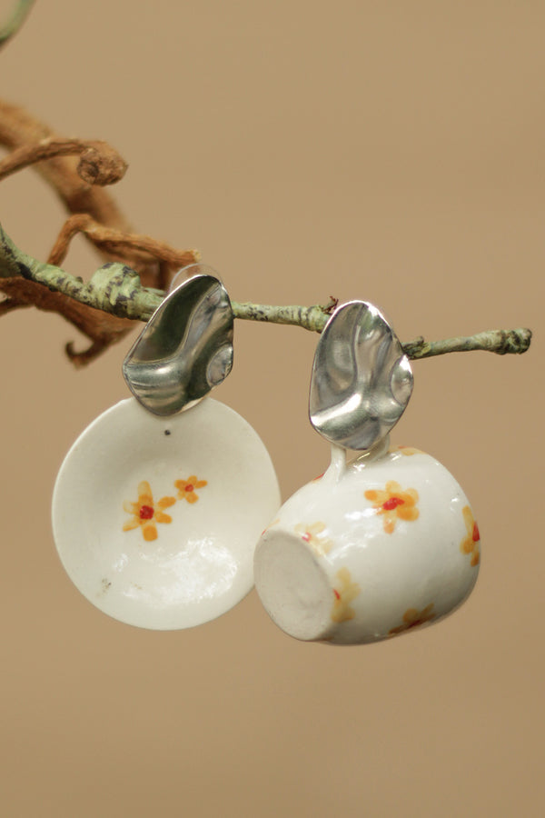 Sadhvi | Ceramic Earrings | Yellow Flower