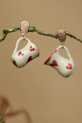 Sadhvi | Ceramic Earrings | Red Hearts