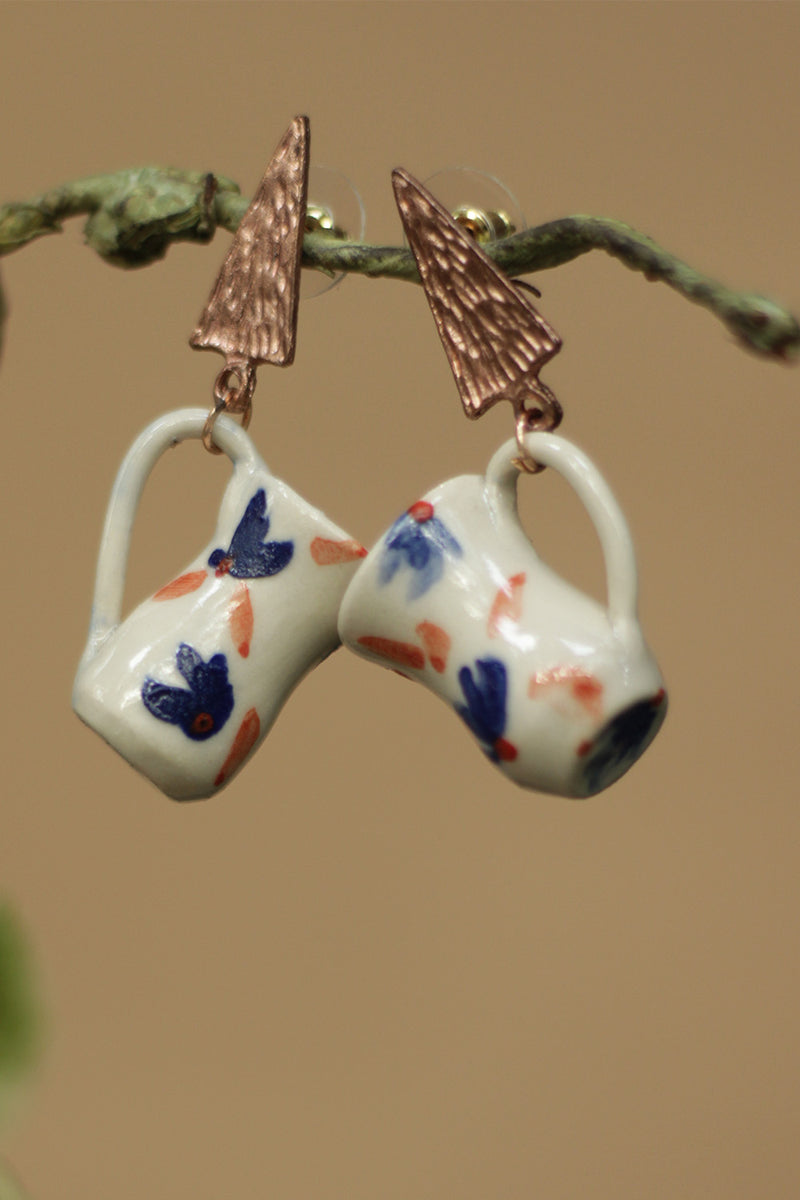 Sadhvi | Ceramic Earrings | Cobalt Flowers