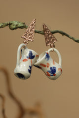 Sadhvi | Ceramic Earrings | Cobalt Flowers