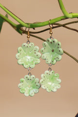 Sadhvi | Ceramic Double Flower Earrings| Pale Green