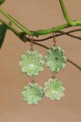 Sadhvi | Ceramic Double Flower Earrings| Pale Green