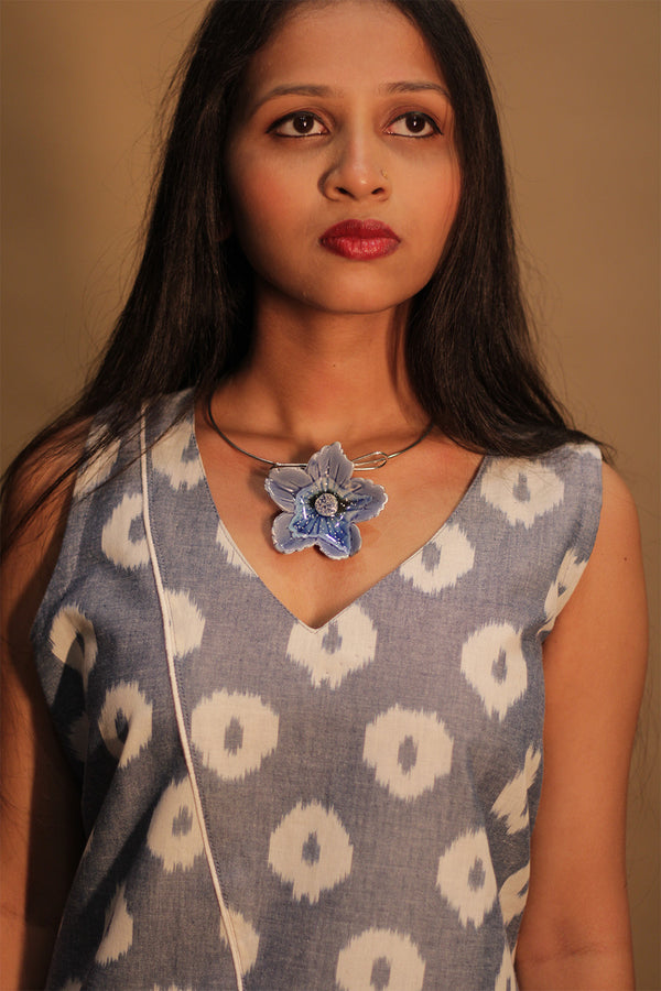 Sadhvi | Ceramic Floral Necklace | Blue