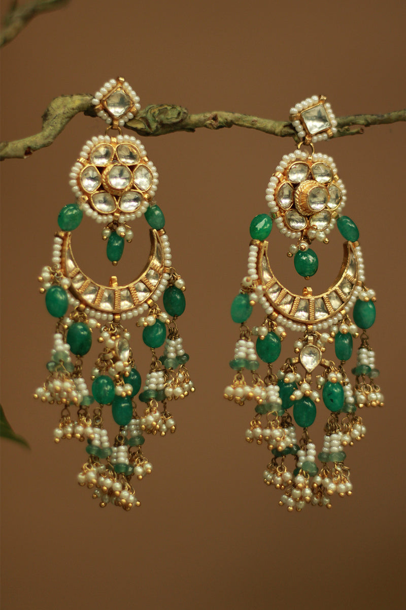 Adaayein | Kundan Earring | Green