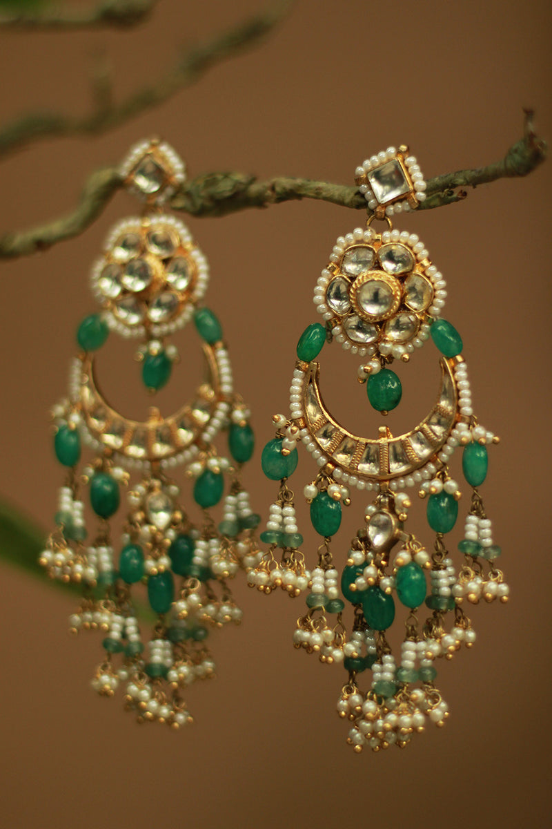 Adaayein | Kundan Earring | Green