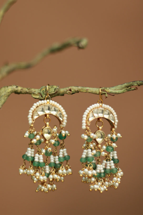 Adaayein | Kundan Earring | Green