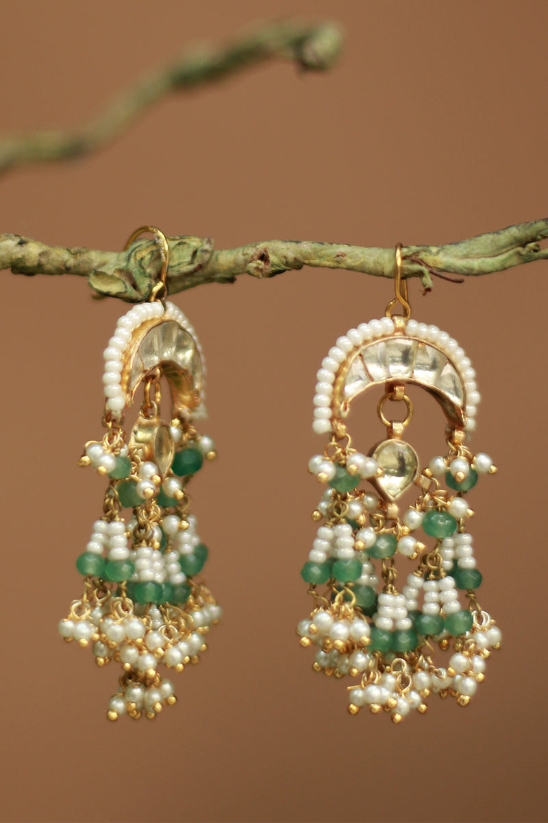 Adaayein | Kundan Earring | Green