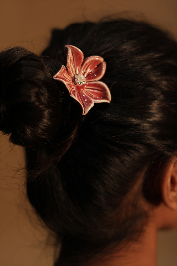 Sadhvi | Flower Juda Pin | Wine Red