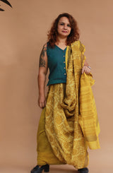 Rangg | Patli Pallu Saree | Chanderi & Mul | Yellow