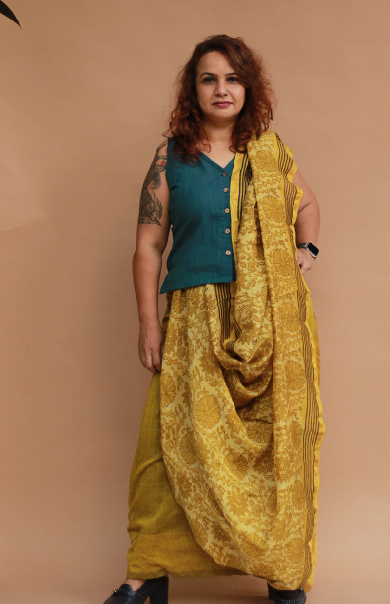 Rangg | Patli Pallu Saree | Chanderi & Mul | Yellow