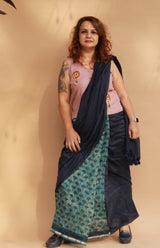 Rangg | Patli Pallu Saree | Chanderi & Mul |  Indigo