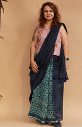 Rangg | Patli Pallu Saree | Chanderi & Mul |  Indigo