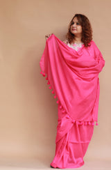 Rangg |  Mul Cotton Saree | Fuschia