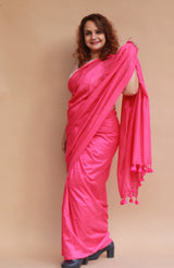 Rangg |  Mul Cotton Saree | Fuschia