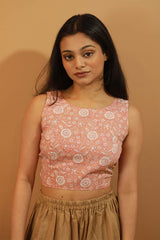 Mastaani |Reversible Blouse | Teal & Pink Sanganeri