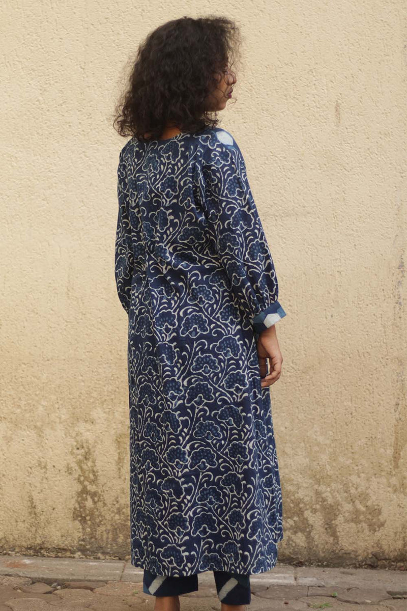 Indigo Kurta with Gathered Yoke