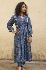 Indigo Kurta with Gathered Yoke