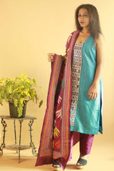 Azure Blue Silk Kurta with Mirrorwork