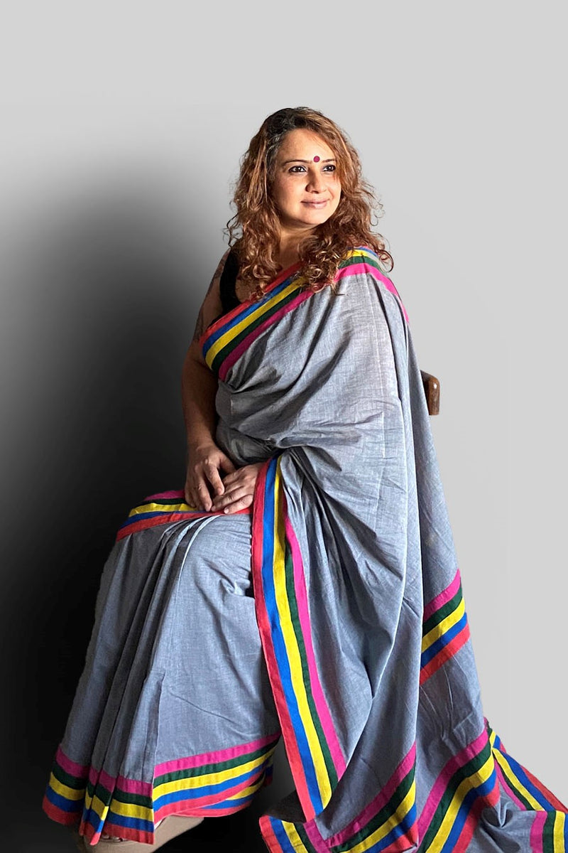 Candy Cane Cotton striped Saree